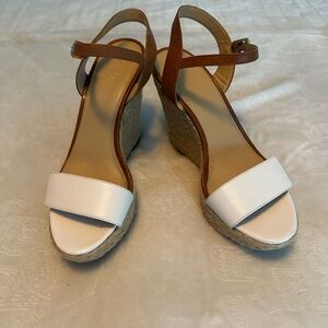 MICHAEL Michael Kors White and Tan Wedge Sandals